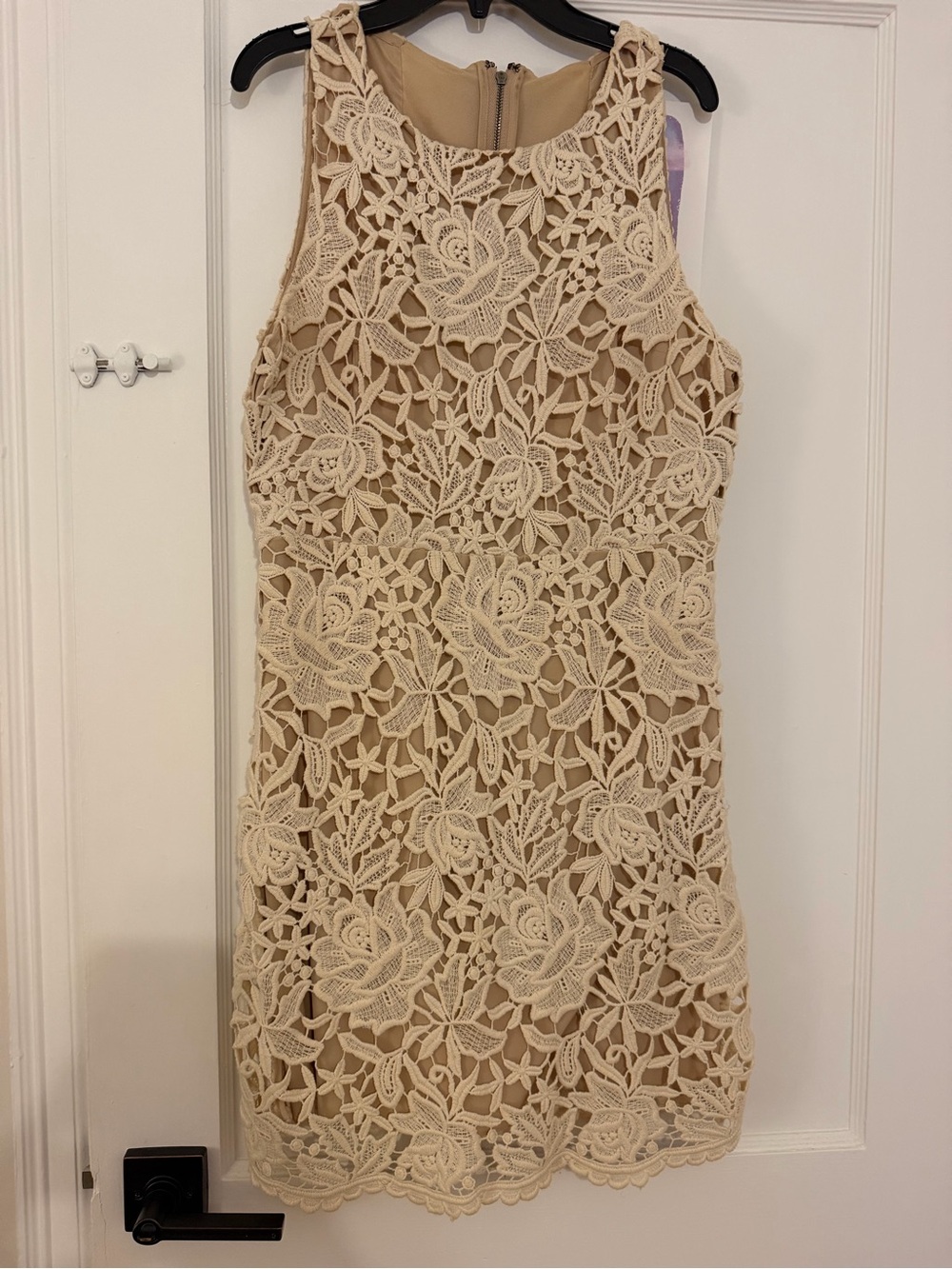 Alice + Olivia Cream Lace Overlay Dress